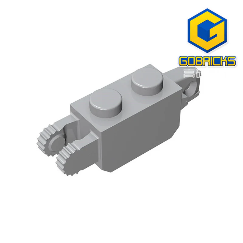 GOBRICKS GDS-1119 Hinge Brick 1 x 2 Locking with 1 Finger Vertical End and 2 Fingers Vertical End, 9 Teeth - YWOBB