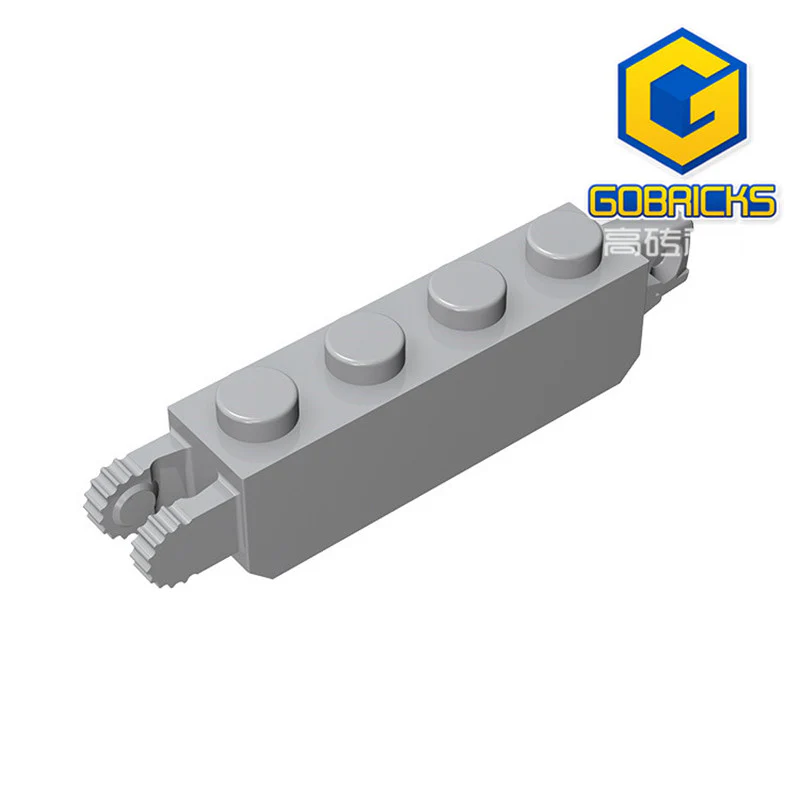 GOBRICKS GDS-1120 Hinge Brick 1 x 4 Locking with 1 Finger Vertical End and 2 Fingers Vertical End, 9 Teeth - YWOBB