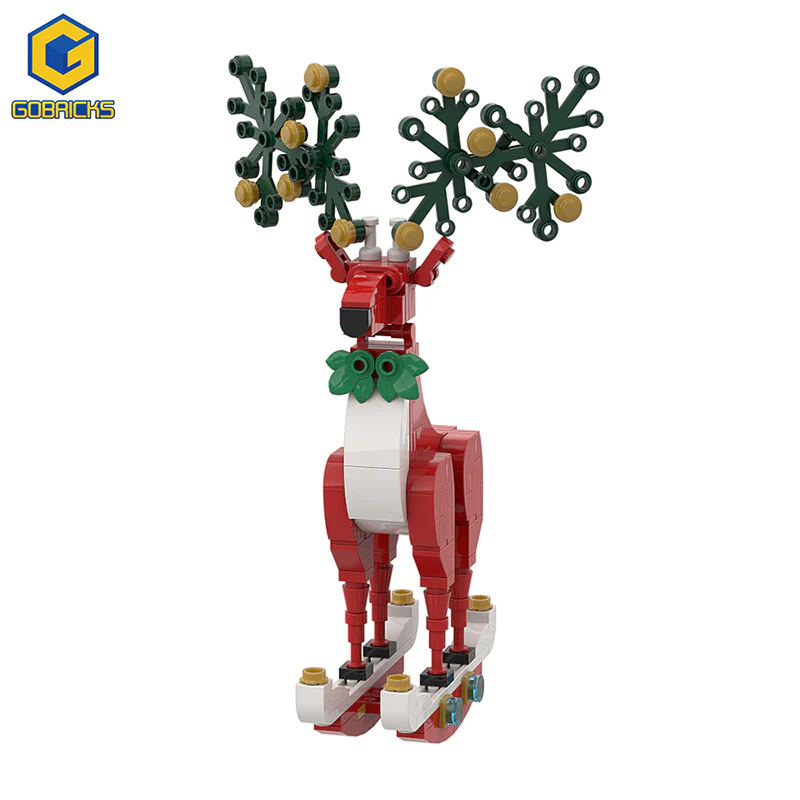 GOBRICKS MOC A0157Y01 Christmas Spirit Deer Ornament: Festive Red - YWOBB
