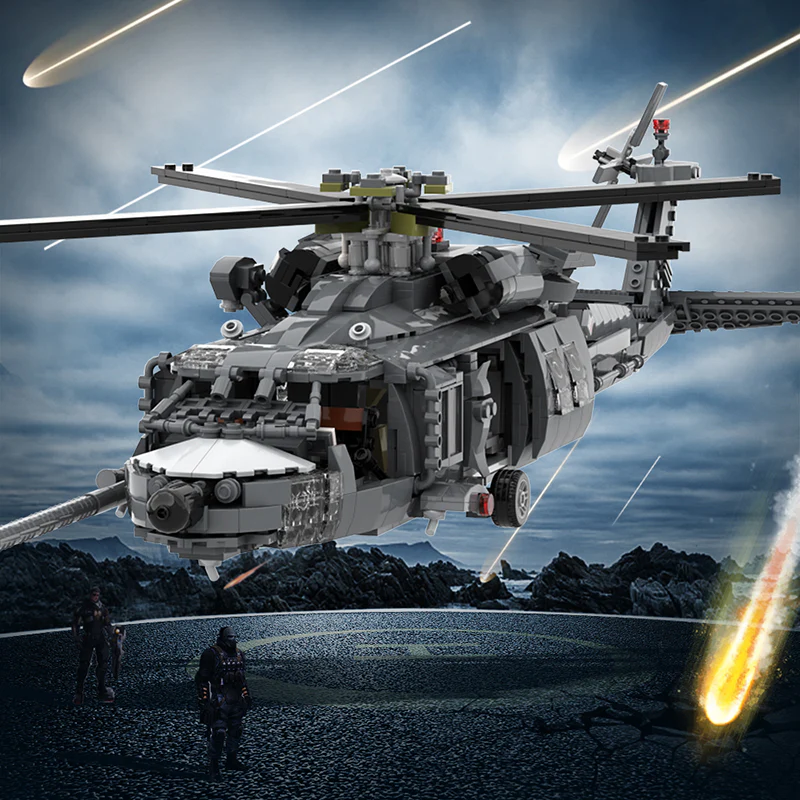 GOBRICKS MOC A1000 MH-60L pave hawk - YWOBB