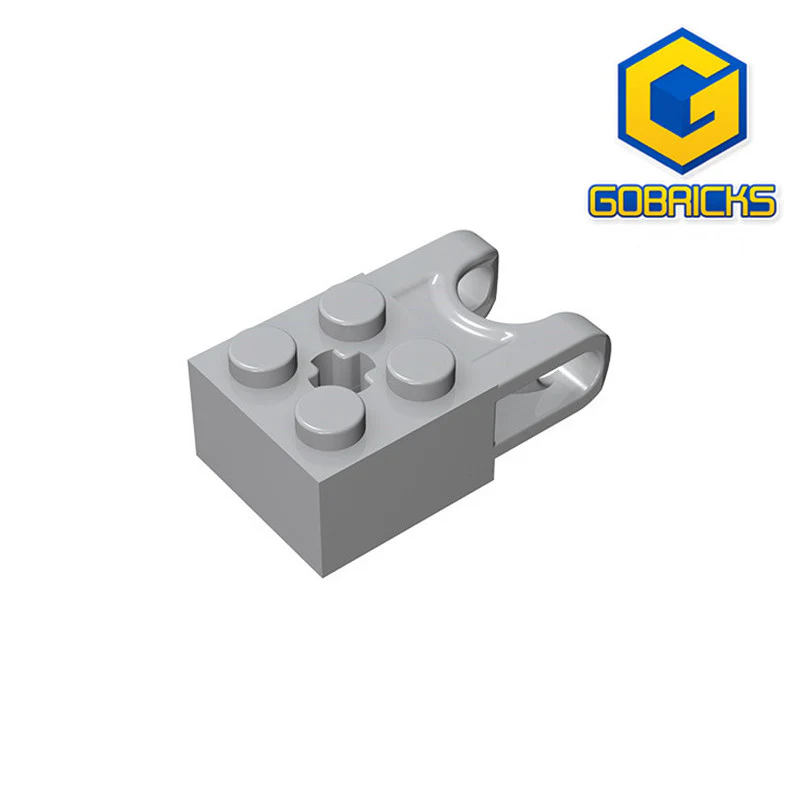 GOBRICKS GDS-1206 Brick Modified 2 x 2 with Ball Socket and Axle Hole - Straight Forks with Round Ends and Open Sides - YWOBB