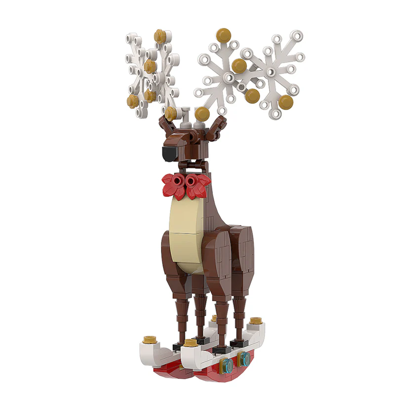 GOBRICKS MOC A0157Y02 Christmas spirit deer ornaments: natural brown - YWOBB