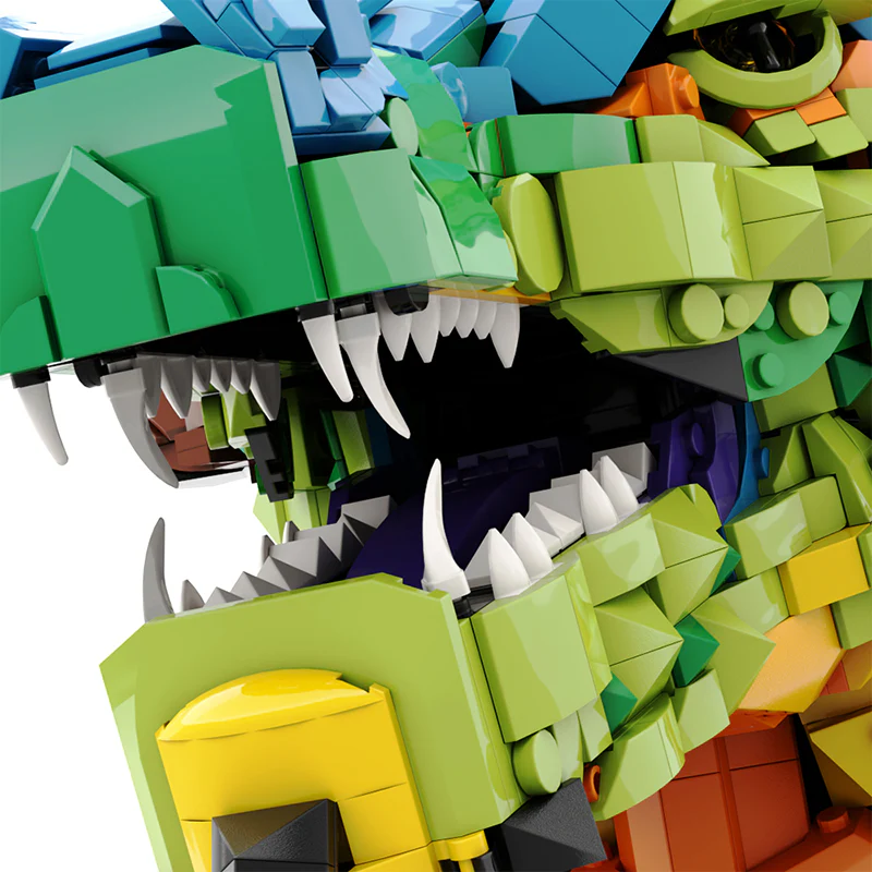 GOBRICKS MOC A1101Y01 Colorful dragon head (optimized version) - YWOBB
