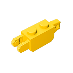 GOBRICKS GDS-1119 Hinge Brick 1 x 2 Locking with 1 Finger Vertical End and 2 Fingers Vertical End, 9 Teeth - YWOBB