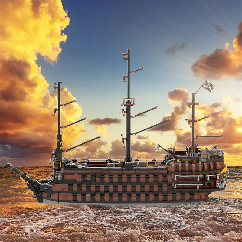 GOBRICKS MOC 156339 brown pirate ship - YWOBB