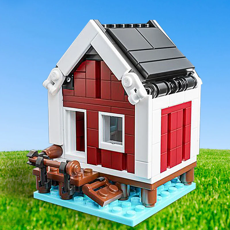 GOBRICKS MOC 127141 Mini Modulars - Norwegian Cabin, Rorbu - YWOBB