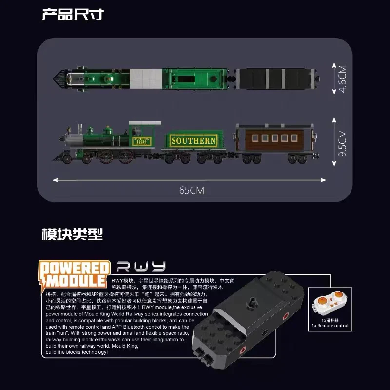 Mould King 12024 4-4-0 Steam Locomotive - YWOBB