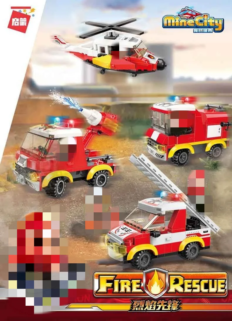 Qman 12011 Fire Rescue Mini Set 4 in 1 - YWOBB