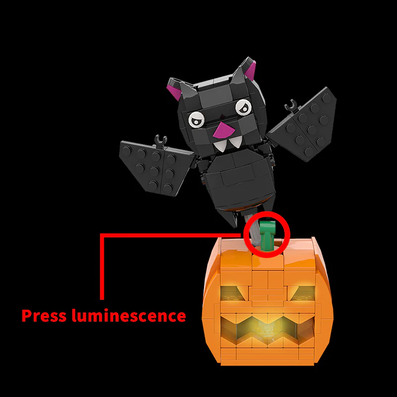 GOBRICKS MOC A0606Y02 Halloween BrickHeadz - Pumpkin Bat - YWOBB