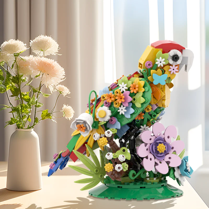 GOBRICKS MOC A1441 flower-talking bird - YWOBB