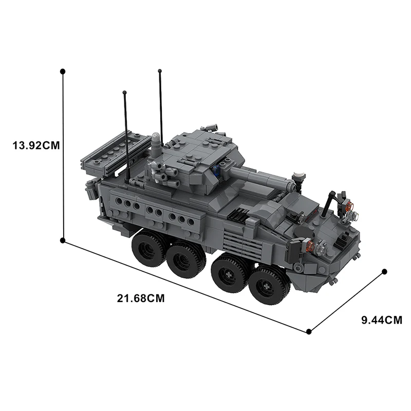GOBRICKS MOC 146076 M1296 Stryker ICVV-D | 1:35th Scale Dragoon - YWOBB
