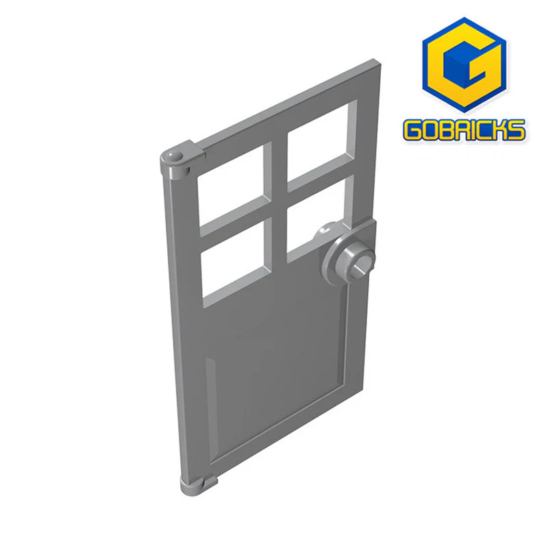 GOBRICKS GDS-876 Door 1 x 4 x 6 with 4 Panes and Stud Handle - YWOBB