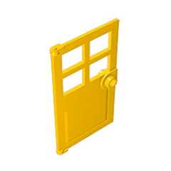 GOBRICKS GDS-876 Door 1 x 4 x 6 with 4 Panes and Stud Handle - YWOBB