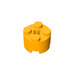 GOBRICKS GDS-607 Round 2 x 2 with Axle Hole - YWOBB