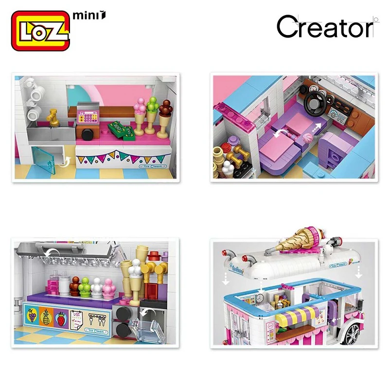 LOZ 1112 Ice Cream Van Pink Car - YWOBB