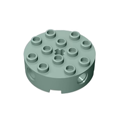 GOBRICKS GDS-951 Brick, Round 4 x 4 with 4 Side Pin Holes and Center Axle Hole - YWOBB