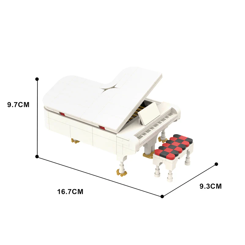 GOBRICKS MOC 141786 Grand Piano White - YWOBB