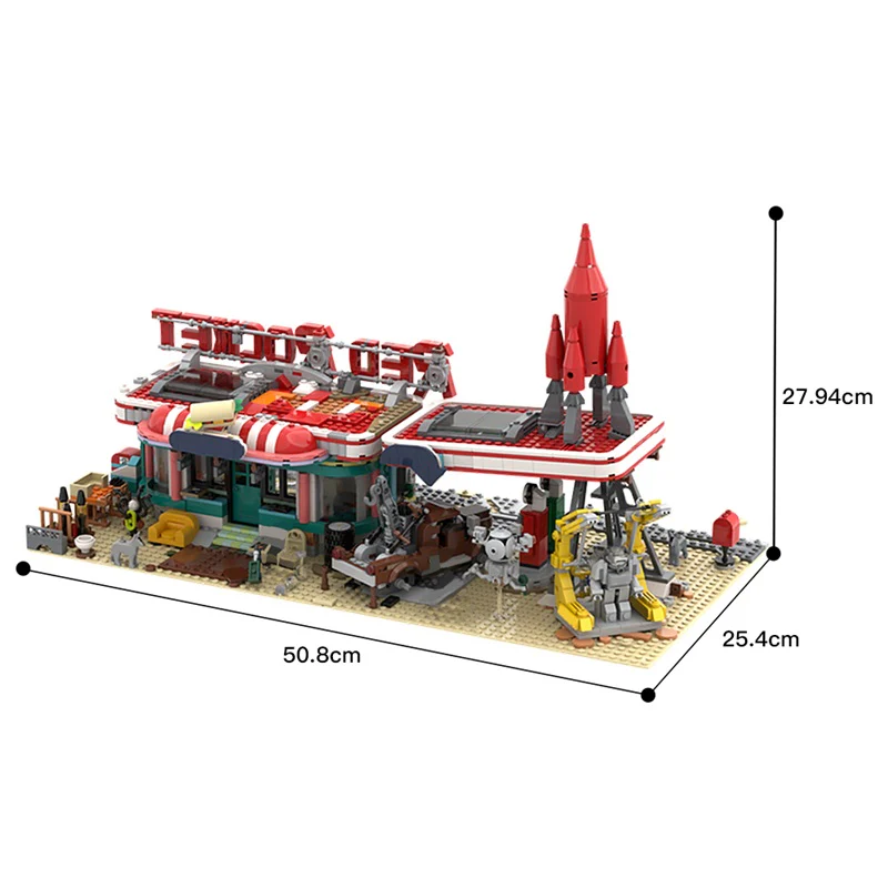 GOBRICKS MOC 180677 Red Rocket Modular Gas Station from Fallout - YWOBB