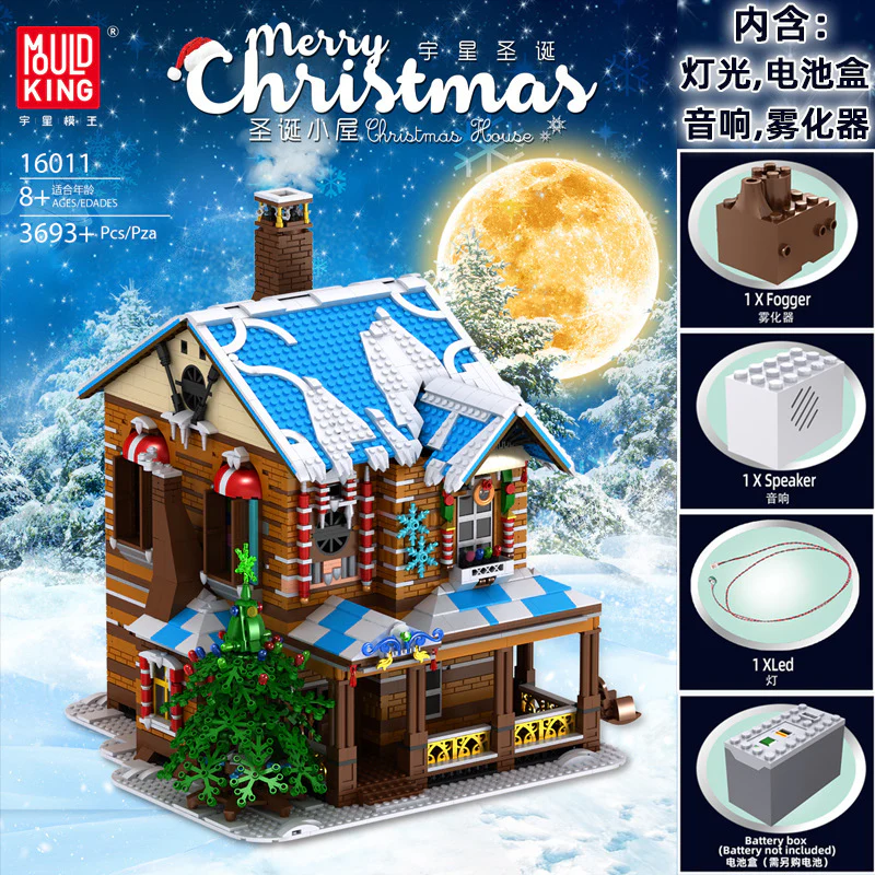 Mould King 16011 The Christmas House with sound, lights and steam OVP EU Warehouse Version - YWOBB