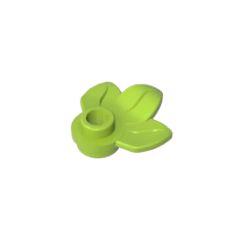 GOBRICKS GDS-1576 Plant Plate Round 1 x 1 with 3 Leaves - YWOBB