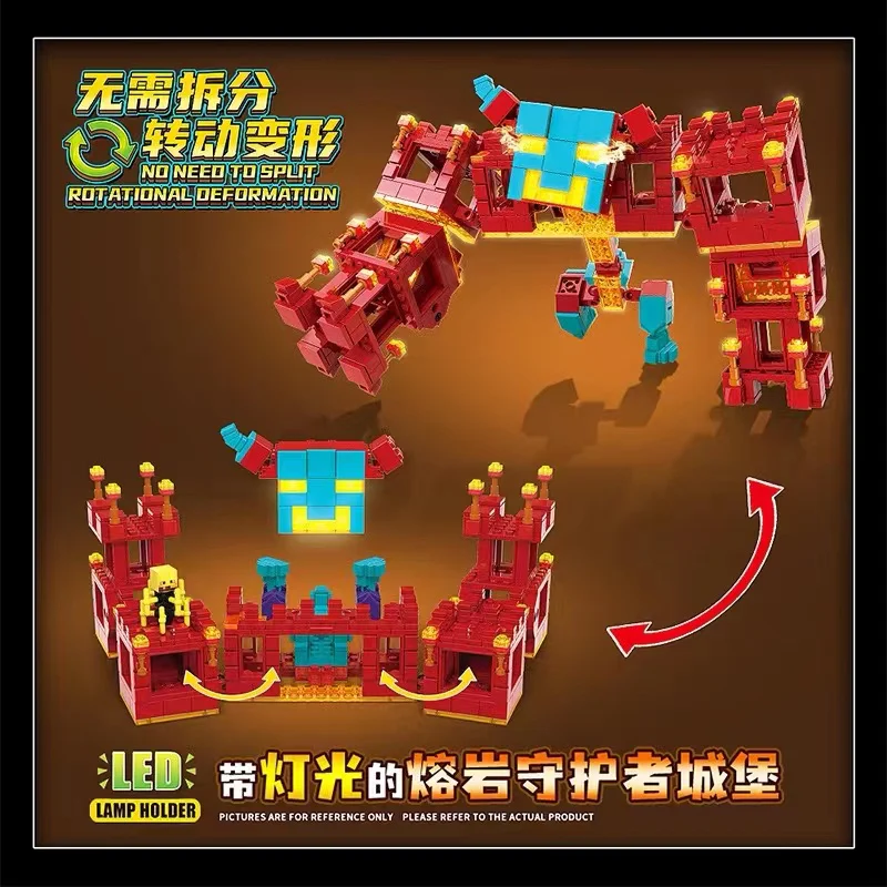 Quan Guan 753 Minecraft Village Guardian Castle with Lights - YWOBB