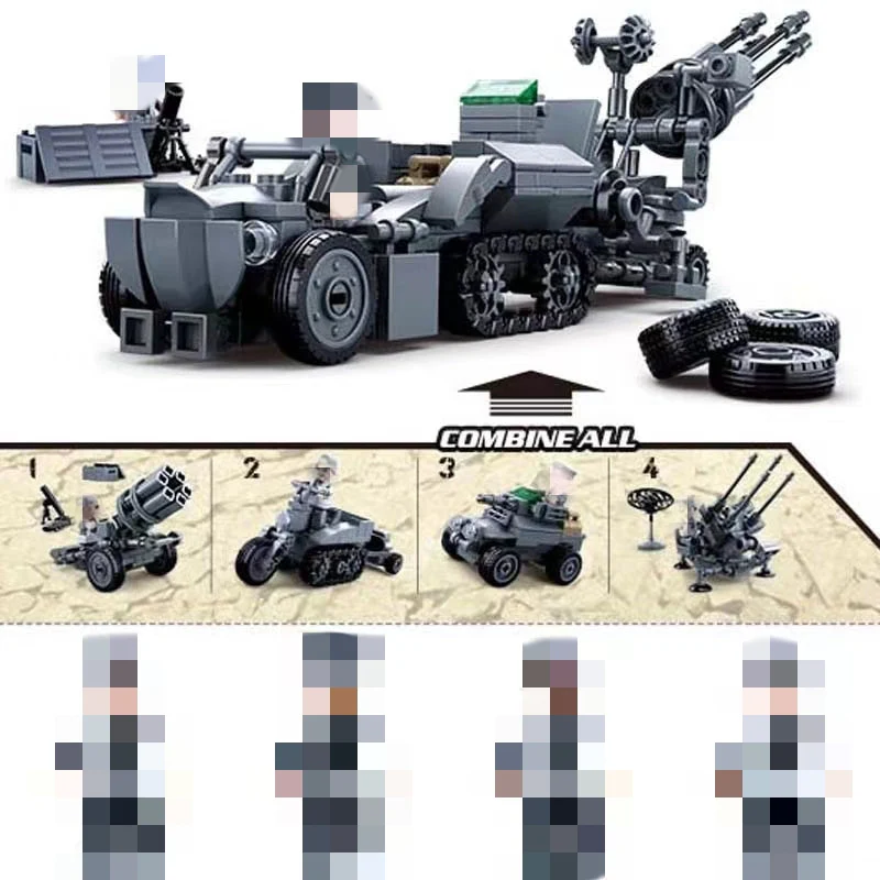 SLUBAN M38-B0681 German Armored Vehicle  4 in 1 - YWOBB