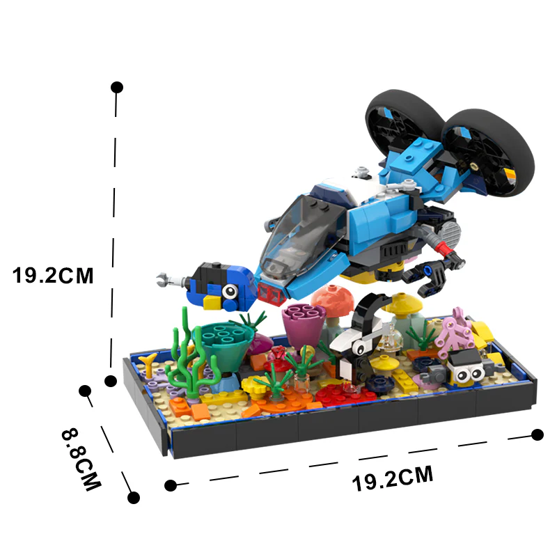 GOBRICKS MOC 115754 Coral Reef + Submarine 31122 + 31114 Alternative Build - YWOBB