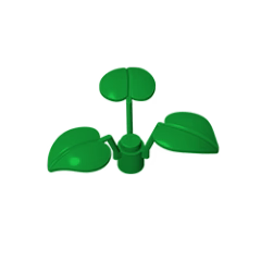 GOBRICKS GDS-1449 Plant Flower Stem 1 x 1 x 2/3 with 3 Large Leaves - YWOBB