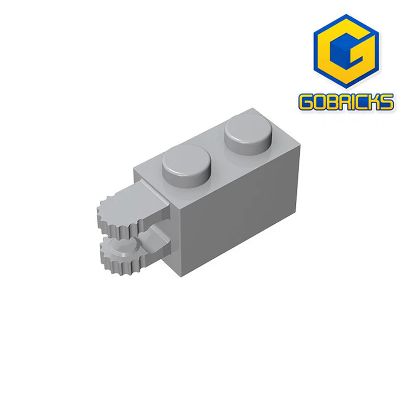 GOBRICKS GDS-1094 Hinge Brick 1 x 2 Locking with 2 Fingers Horizontal End, 9 Teeth - YWOBB