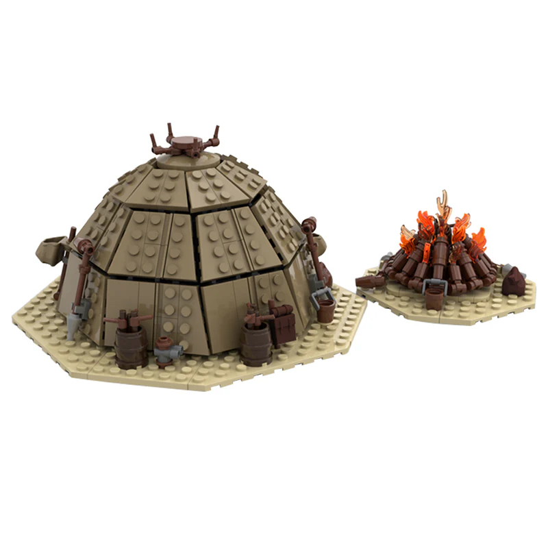 GOBRICKS MOC 97196 Tusken Raider Urtya Tent - Campfire/ Village on Tatooine - YWOBB