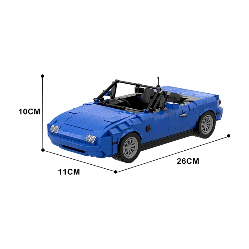 GOBRICKS MOC 27076 1989 Eunos Roadster / Mazda MX-5 / Mazda Miata - Blue - YWOBB