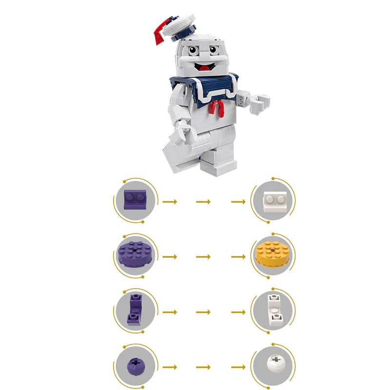 GOBRICKS MOC 117305 Stay Puft Marshmallow Manby BrentWaller - YWOBB