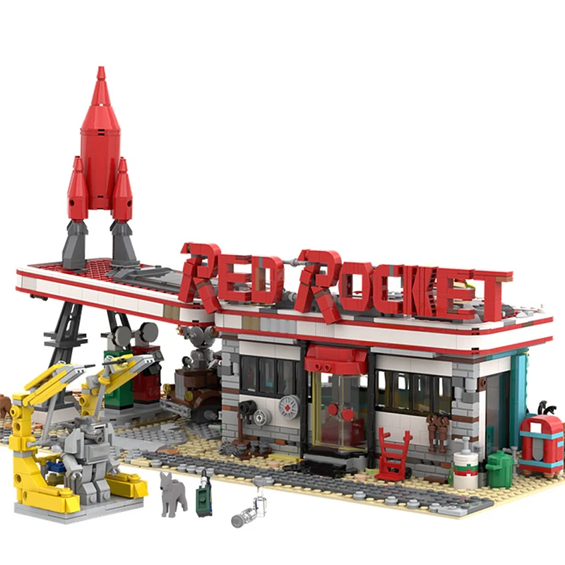 GOBRICKS MOC 180677 Red Rocket Modular Gas Station from Fallout - YWOBB