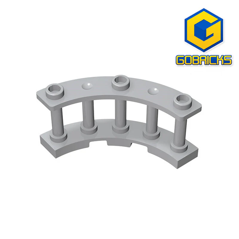GOBRICKS GDS-1166 Fence 4 x 4 x 2 Quarter Round Spindled with 3 Studs - YWOBB