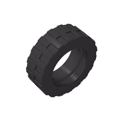 GOBRICKS GDS-1481 Tire 17.5mm D. x 6mm with Shallow Staggered Treads - Band Around Center of Tread - YWOBB
