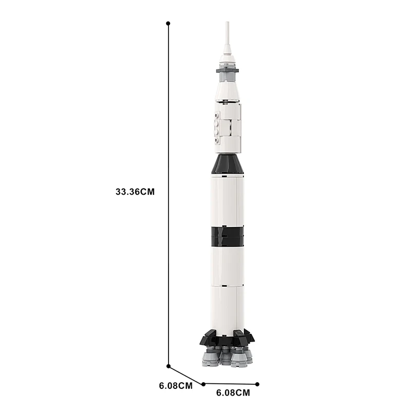 GOBRICKS MOC 122492 Apollo Saturn V, 1:330 scale - YWOBB