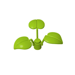 GOBRICKS GDS-1449 Plant Flower Stem 1 x 1 x 2/3 with 3 Large Leaves - YWOBB