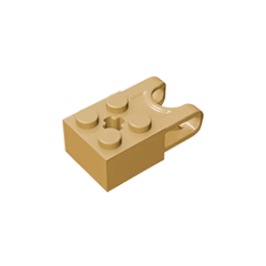 GOBRICKS GDS-1206 Brick Modified 2 x 2 with Ball Socket and Axle Hole - Straight Forks with Round Ends and Open Sides - YWOBB