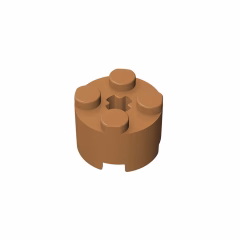 GOBRICKS GDS-607 Round 2 x 2 with Axle Hole - YWOBB