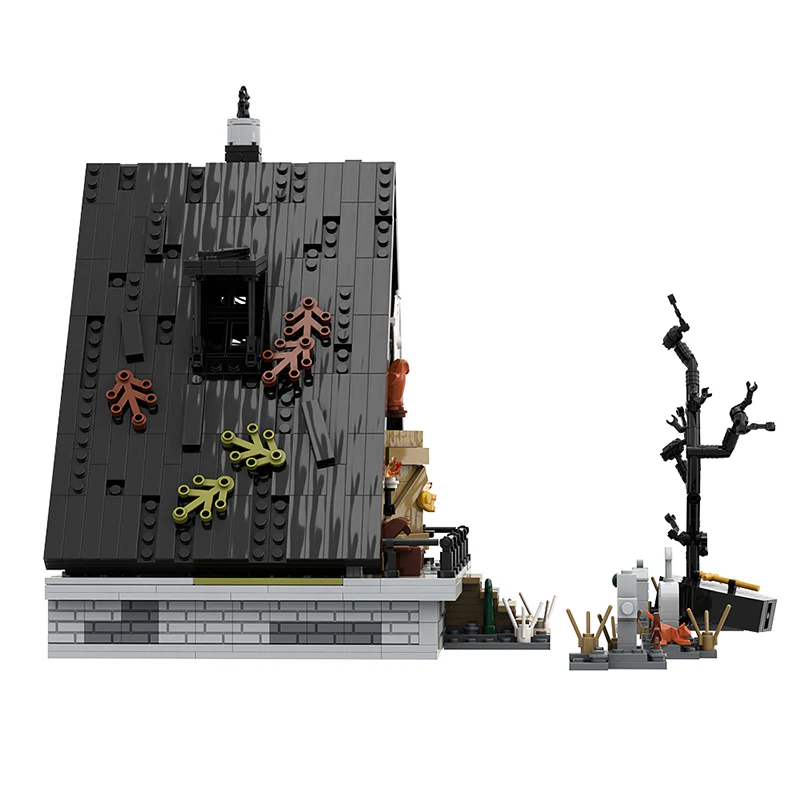 GOBRICKS MOC A0242 Halloween A frame house - YWOBB