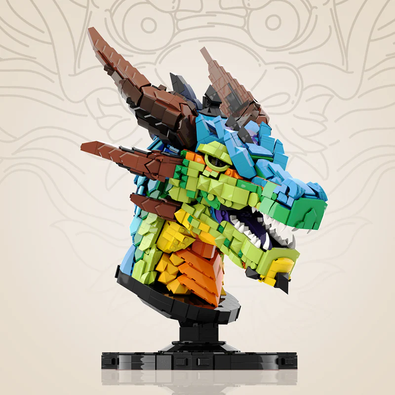 GOBRICKS MOC A1101Y01 Colorful dragon head (optimized version) - YWOBB