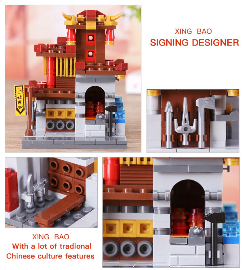 XINGBAO XB-01101 he China Inn Jewelry Shop Blacksmith Shop Drugstore Set 4 in 1 - YWOBB
