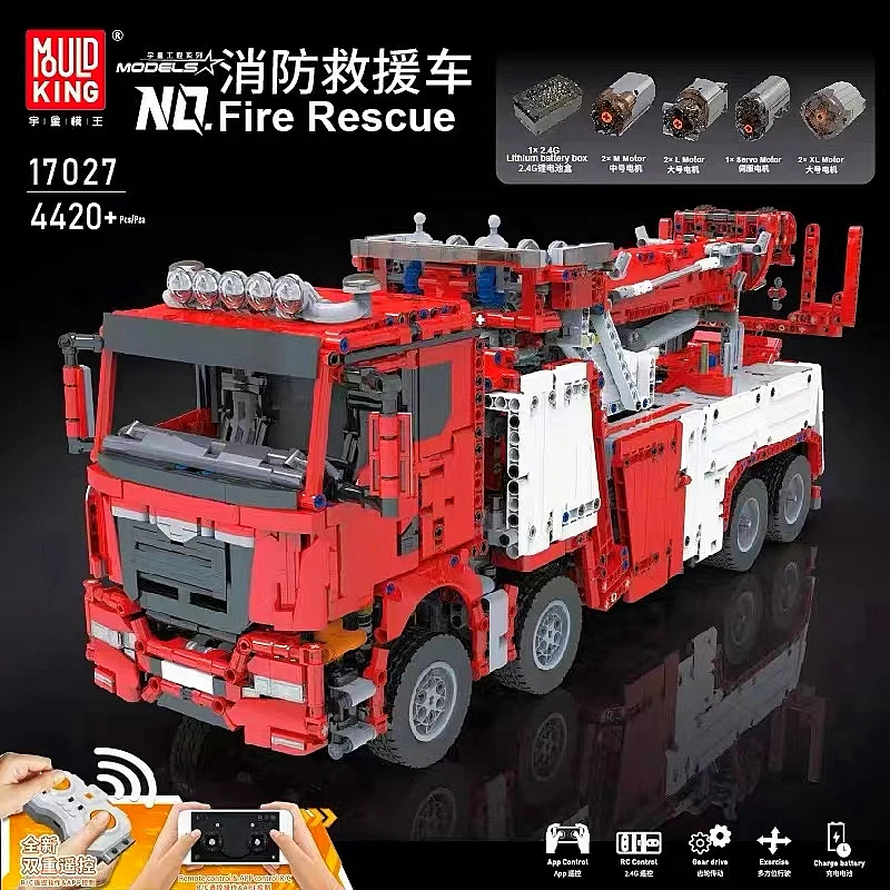 Mould King 17027 RC Fire Rescue Vehicle OVP EU Warehouse Version - YWOBB