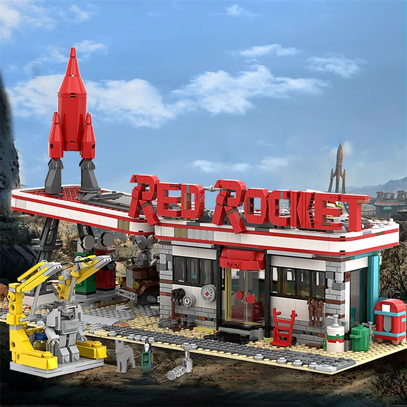 GOBRICKS MOC 180677 Red Rocket Modular Gas Station from Fallout - YWOBB