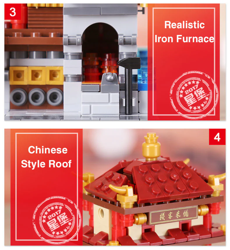 XINGBAO XB-01101 he China Inn Jewelry Shop Blacksmith Shop Drugstore Set 4 in 1 - YWOBB