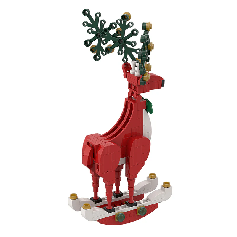GOBRICKS MOC A0157Y01 Christmas Spirit Deer Ornament: Festive Red - YWOBB