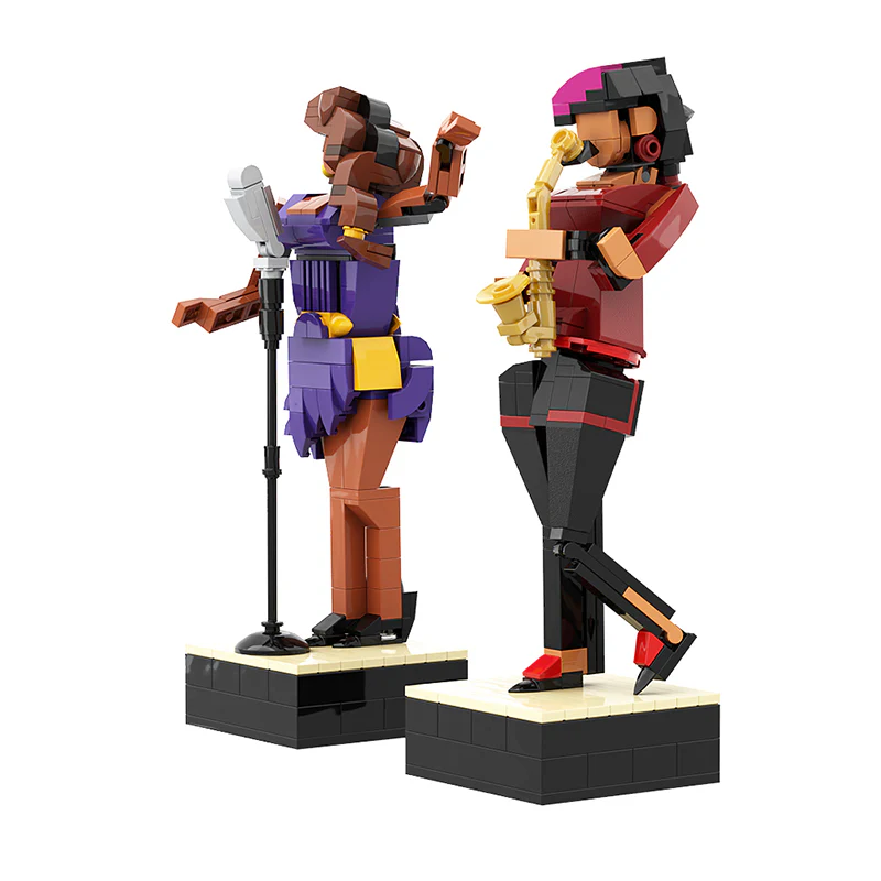 GOBRICKS MOC A0874 Blue Brick Jazz Club - YWOBB