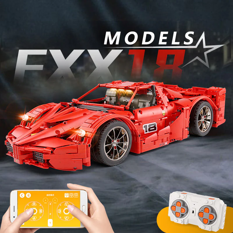 Mould King 13085 RC 1:8 FXX Sport Racing Car with LED light kits - YWOBB