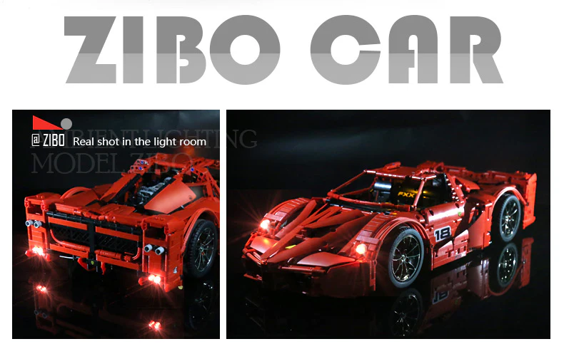 Mould King 13085 RC 1:8 FXX Sport Racing Car with LED light kits - YWOBB