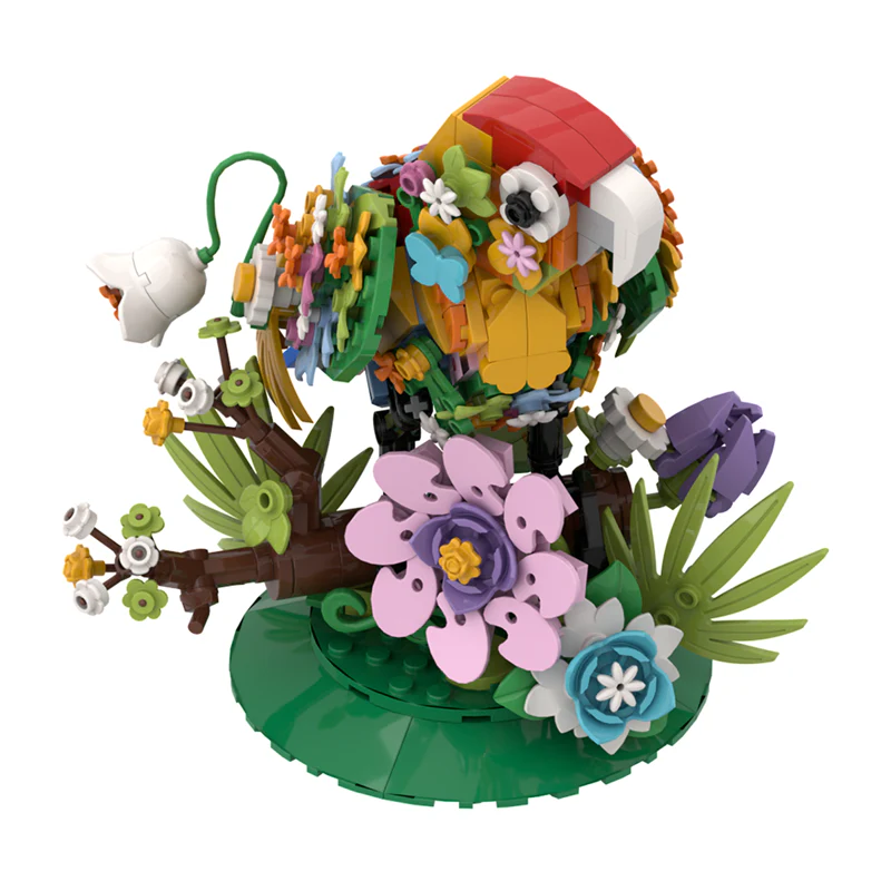 GOBRICKS MOC A1441 flower-talking bird - YWOBB